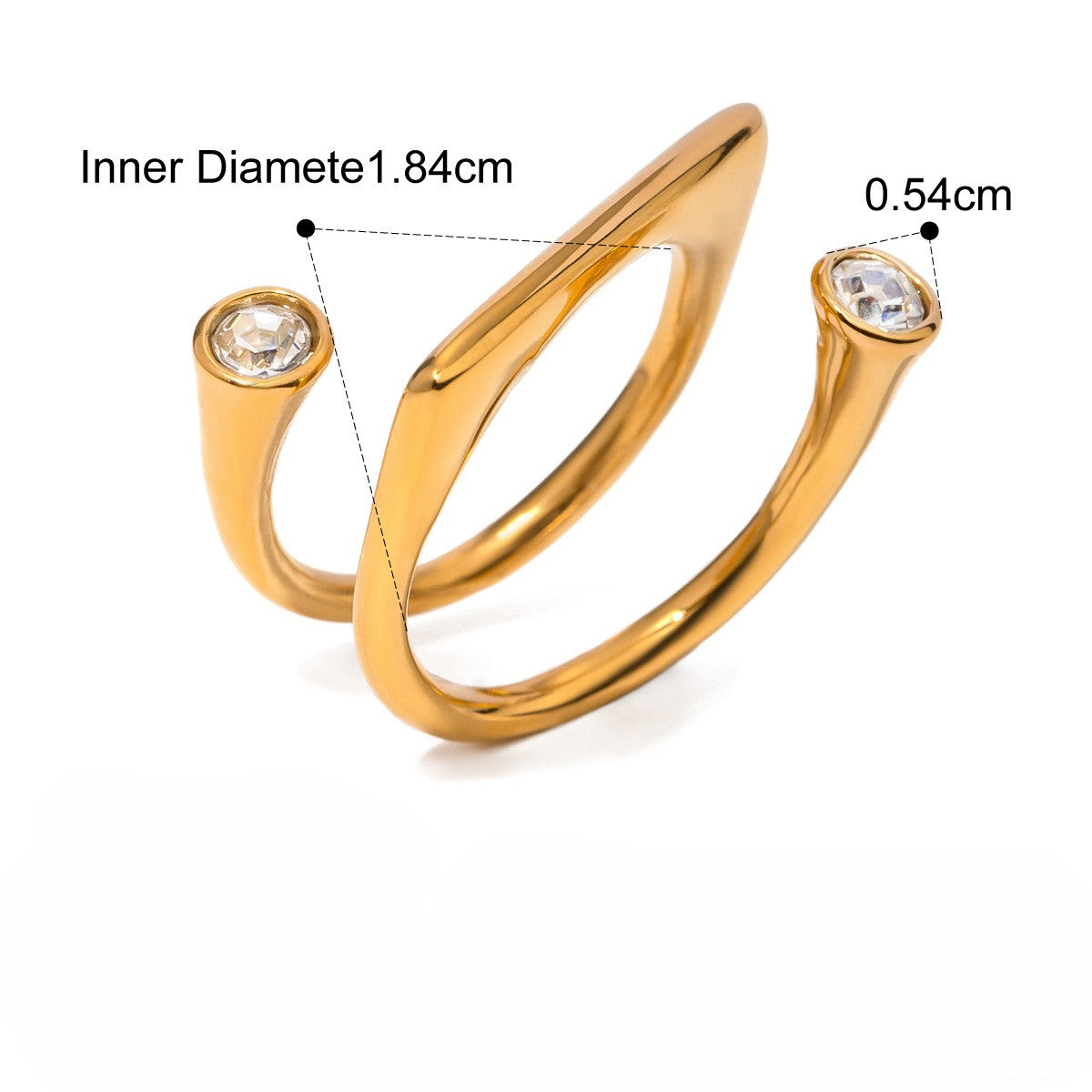 Elegant Gold-Plated Open Crystal Wrap Ring – Adjustable Modern Design