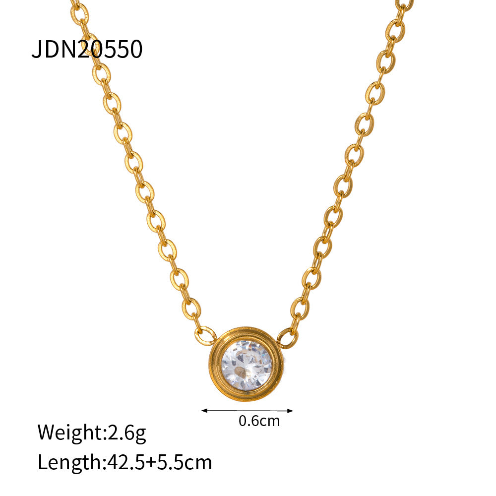 Gold-Tone Solitaire Pendant Necklace