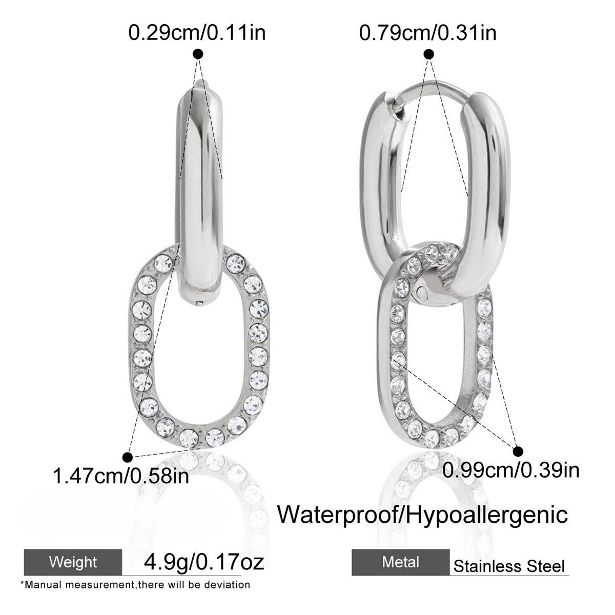 Silver Crystal Link Earrings