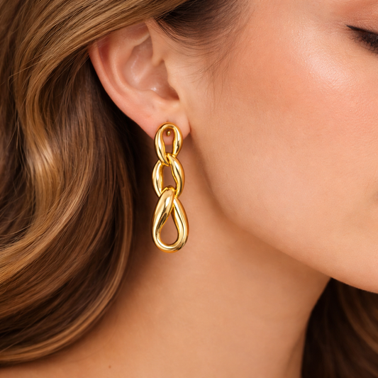Elegant Gold-Plated Chain Link Drop Earrings