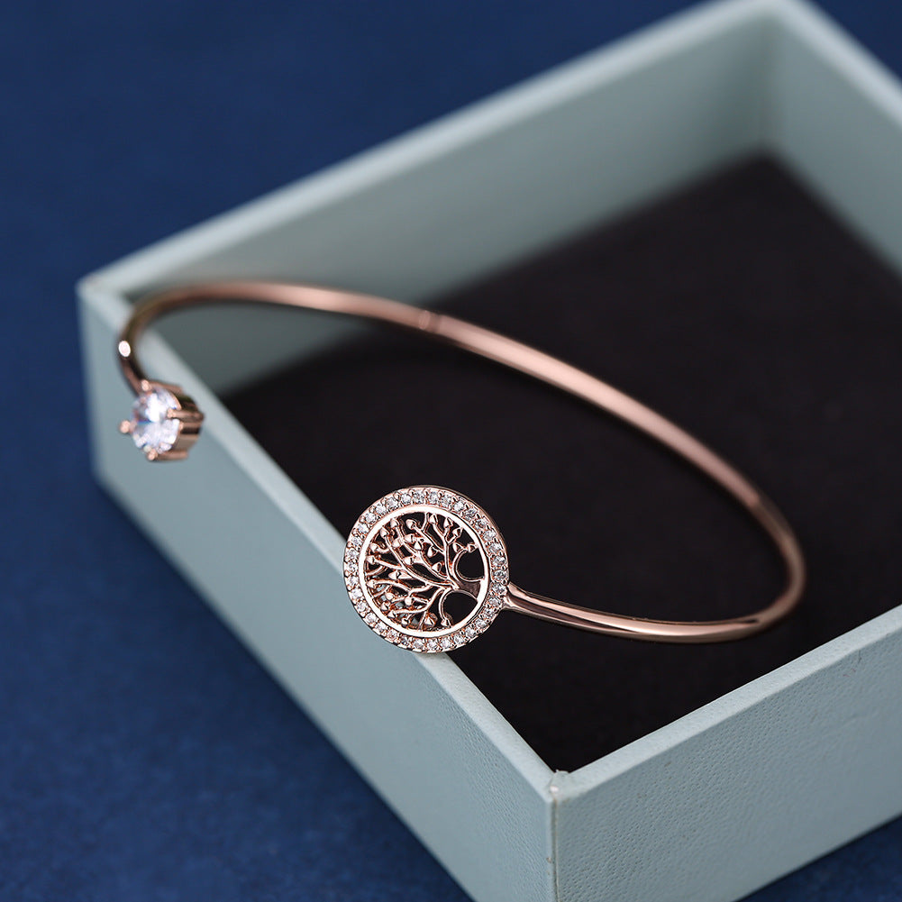 Rose Gold Plated Tree of Life Cuff Bracelet