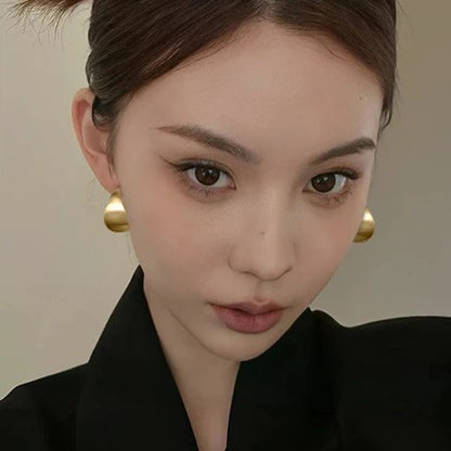 Gold-Plated Brushed Dome Stud Earrings