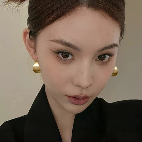 Gold-Plated Brushed Dome Stud Earrings