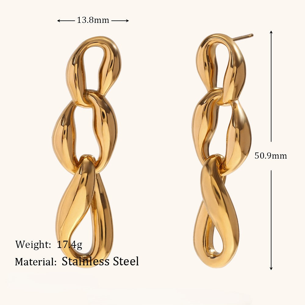 Elegant Gold-Plated Chain Link Drop Earrings