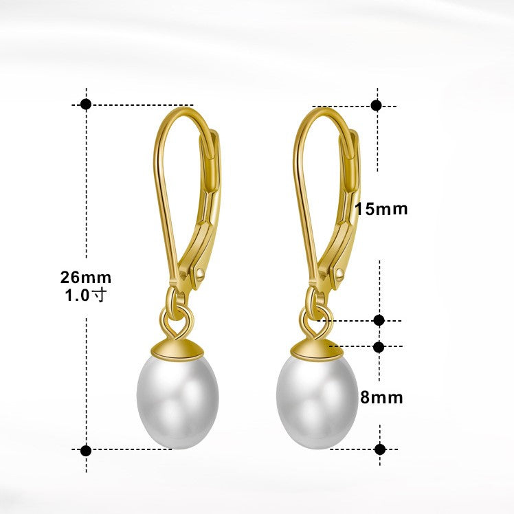 Gold-Plated Imitation Pearl Drop Earrings