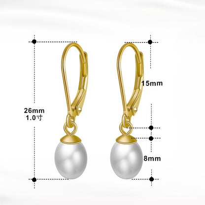 Gold-Plated Imitation Pearl Drop Earrings