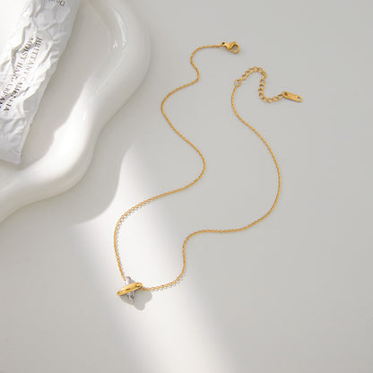 Gold-Plated Interlocking Ring Pendant Necklace