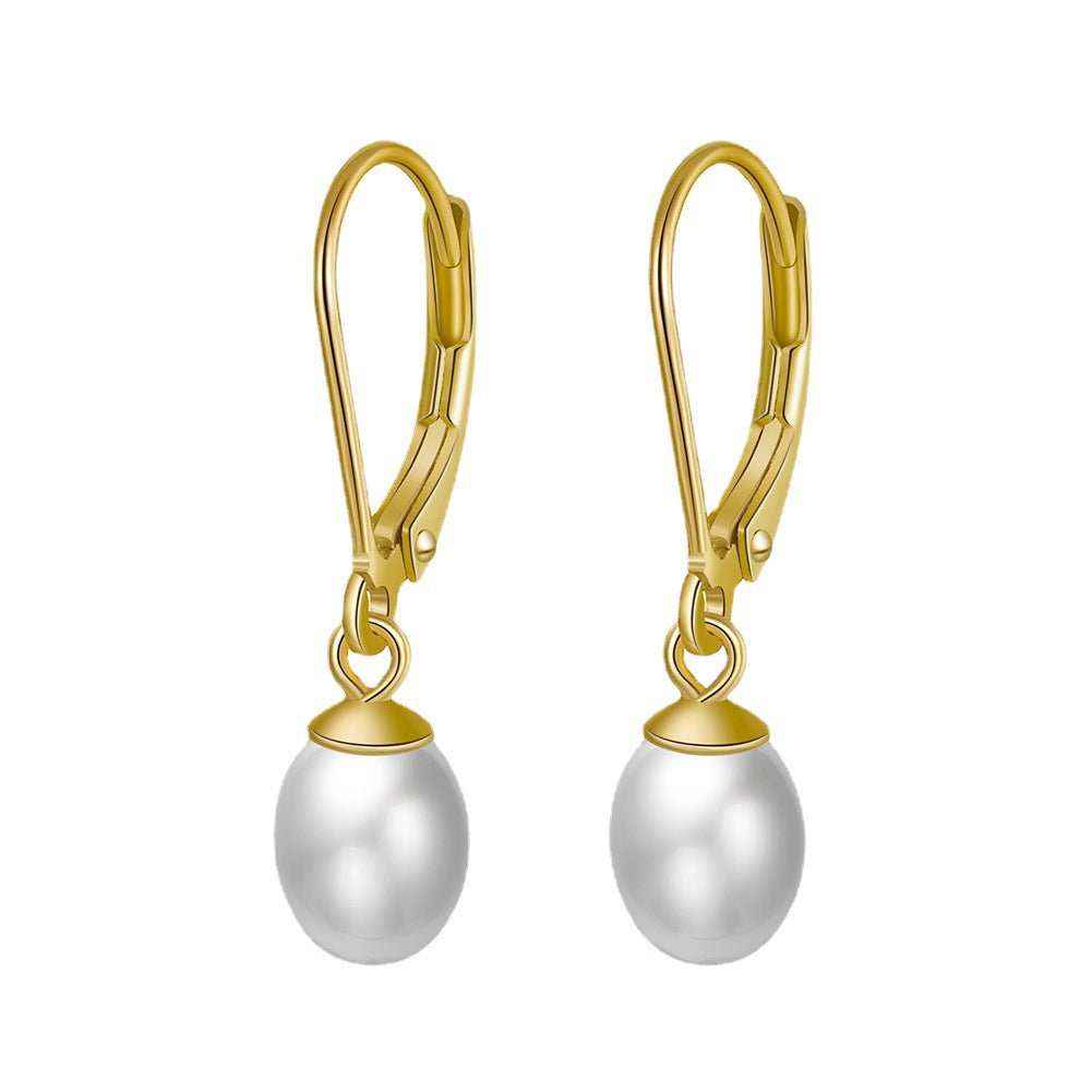 Gold-Plated Imitation Pearl Drop Earrings