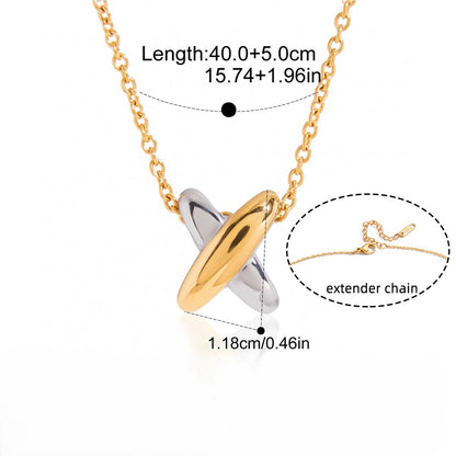 Gold-Plated Interlocking Ring Pendant Necklace
