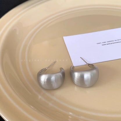 Silver-Tone Satin Dome Stud Earrings