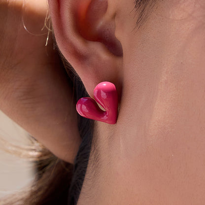 Pink Heart Stud Earrings
