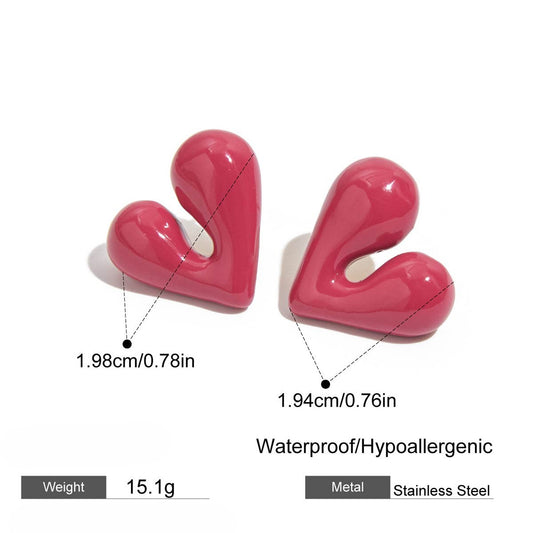 Pink Heart Stud Earrings