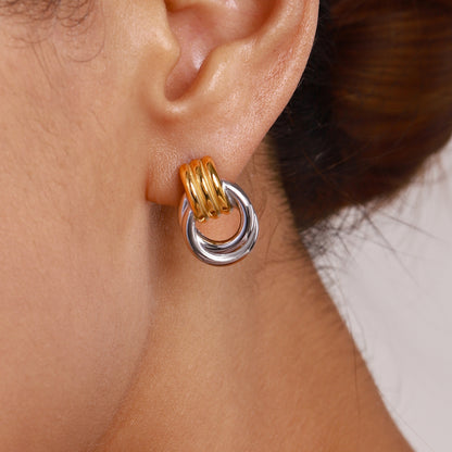 Dual-Tone Twist Knot Stud Earrings