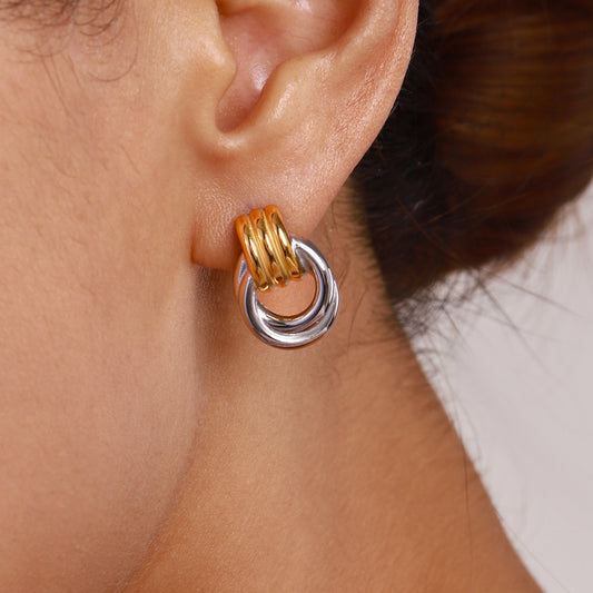 Dual-Tone Twist Knot Stud Earrings