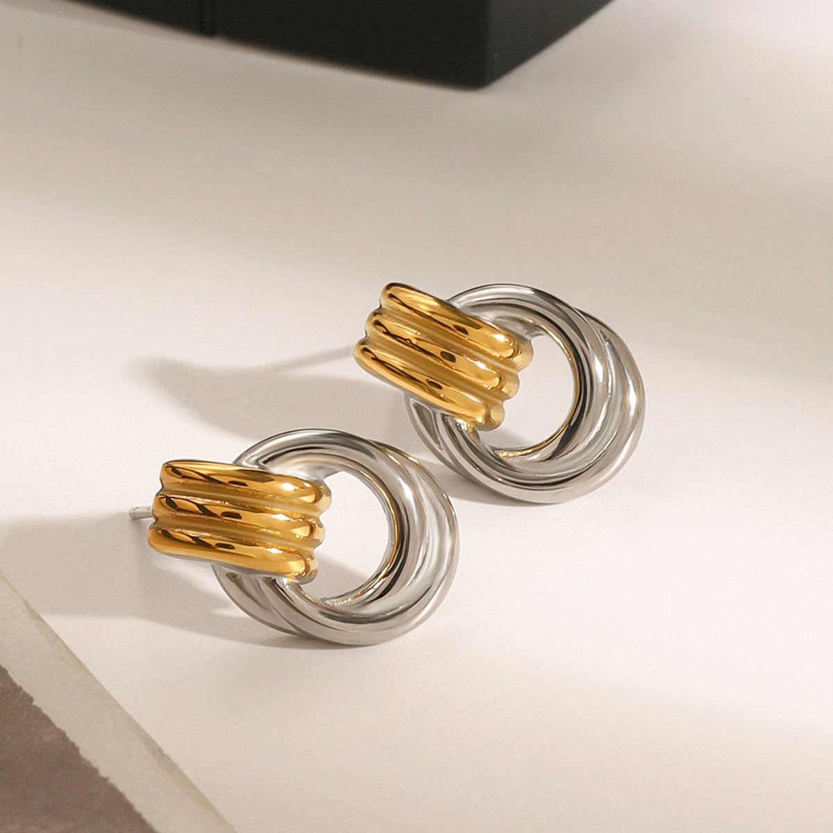 Dual-Tone Twist Knot Stud Earrings