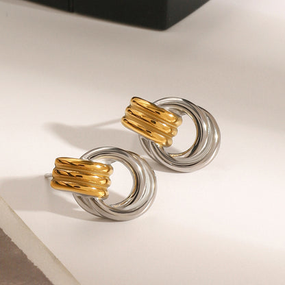 Dual-Tone Twist Knot Stud Earrings