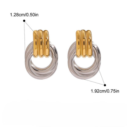 Dual-Tone Twist Knot Stud Earrings