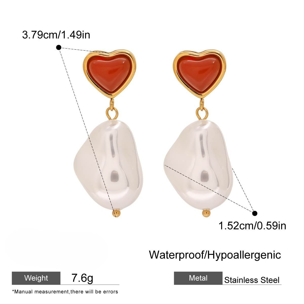Gloss Heart Pearl Drop Earrings