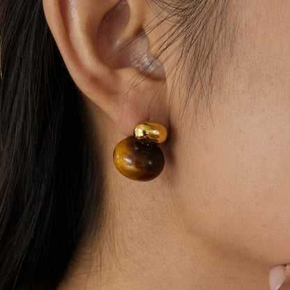 Golden Pebble Stud Earrings