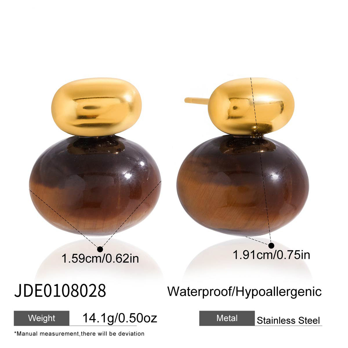 Golden Pebble Stud Earrings