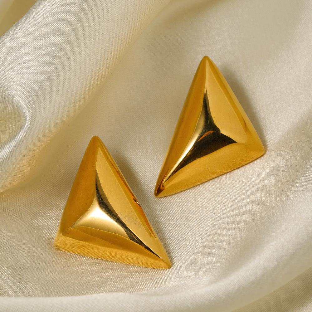 Gold-Plated Geometric Triangle Stud Earrings (Bold Minimal Statement)