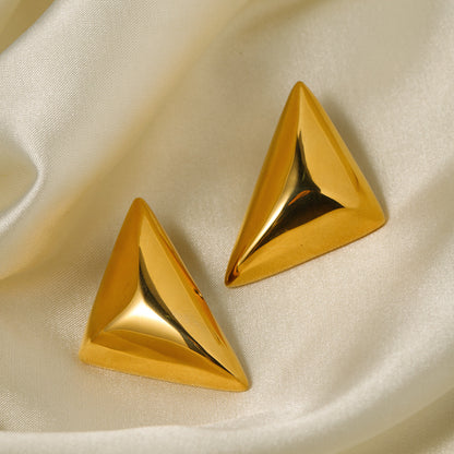 Gold-Plated Geometric Triangle Stud Earrings (Bold Minimal Statement)