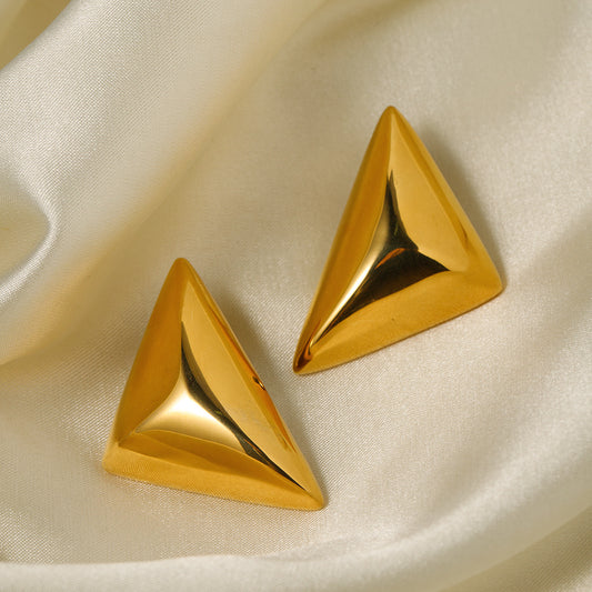 Gold-Plated Geometric Triangle Stud Earrings (Bold Minimal Statement)