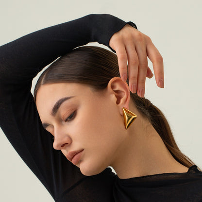 Gold-Plated Geometric Triangle Stud Earrings (Bold Minimal Statement)
