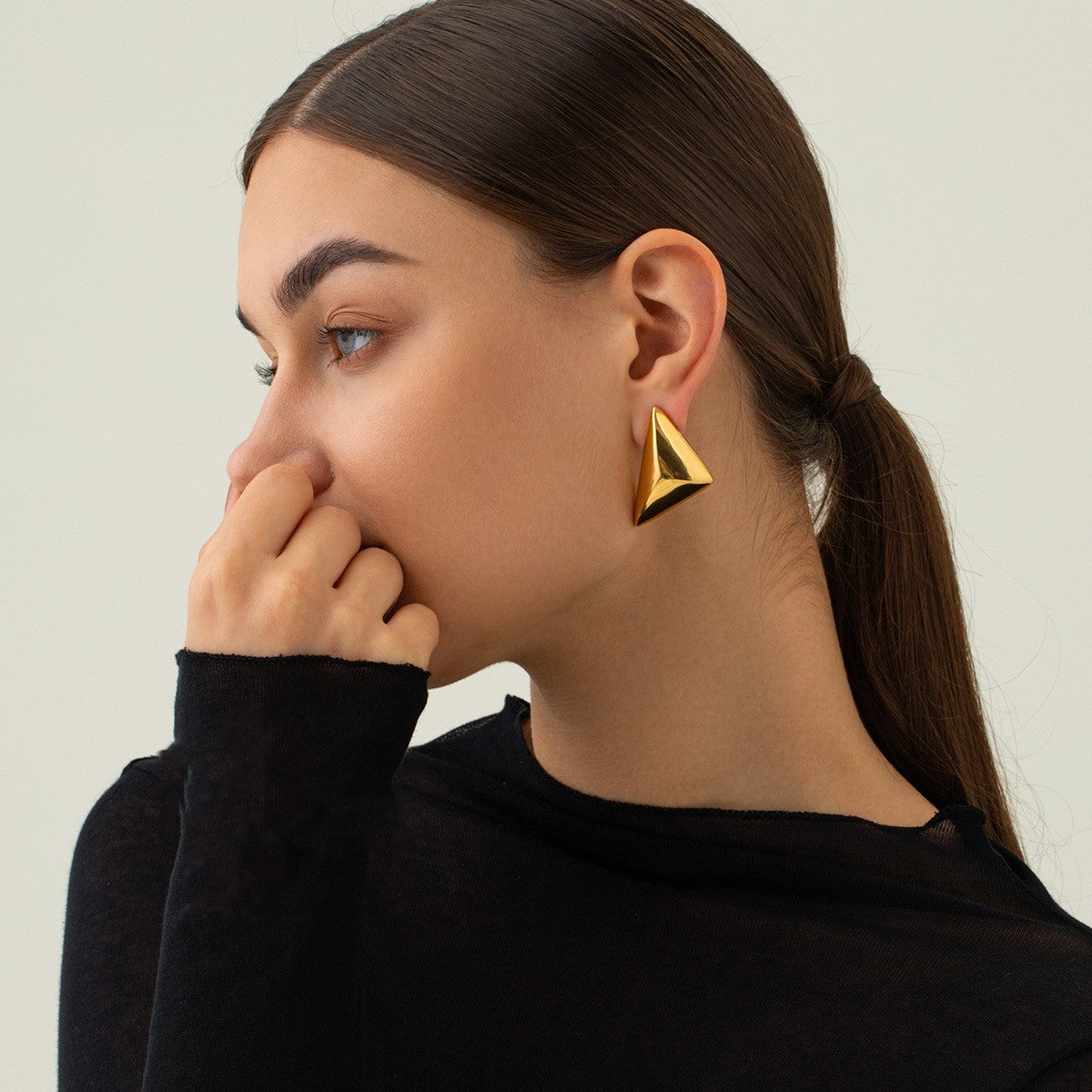 Gold-Plated Geometric Triangle Stud Earrings (Bold Minimal Statement)