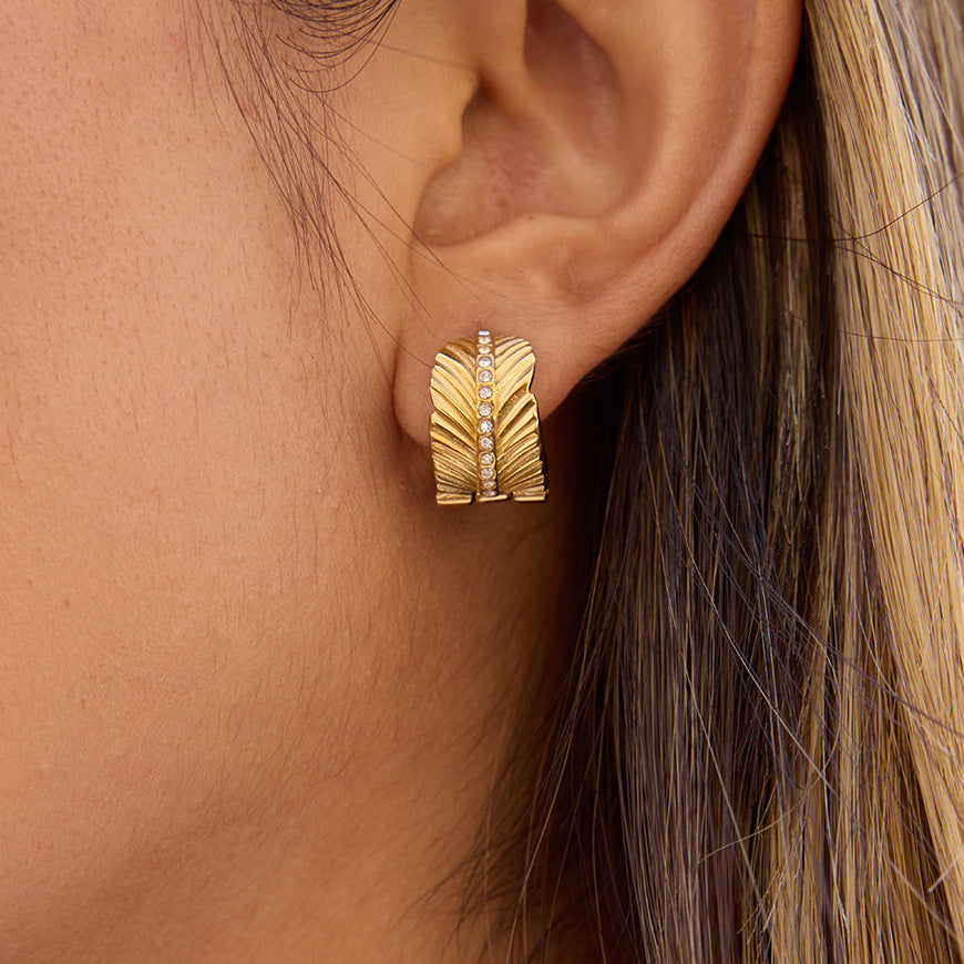 Auric Leaf Crystal Hoop Earrings