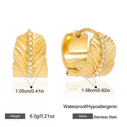 Auric Leaf Crystal Hoop Earrings