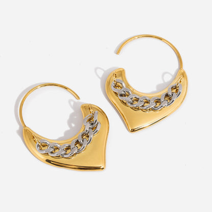 Chain Heart Hoop Earrings