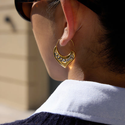 Chain Heart Hoop Earrings