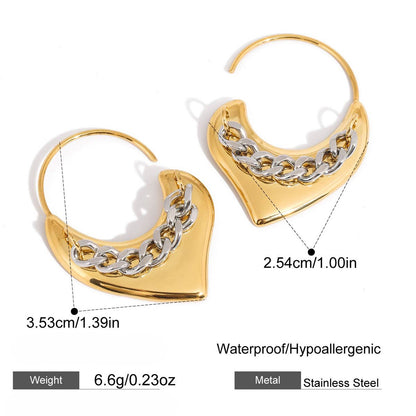 Chain Heart Hoop Earrings