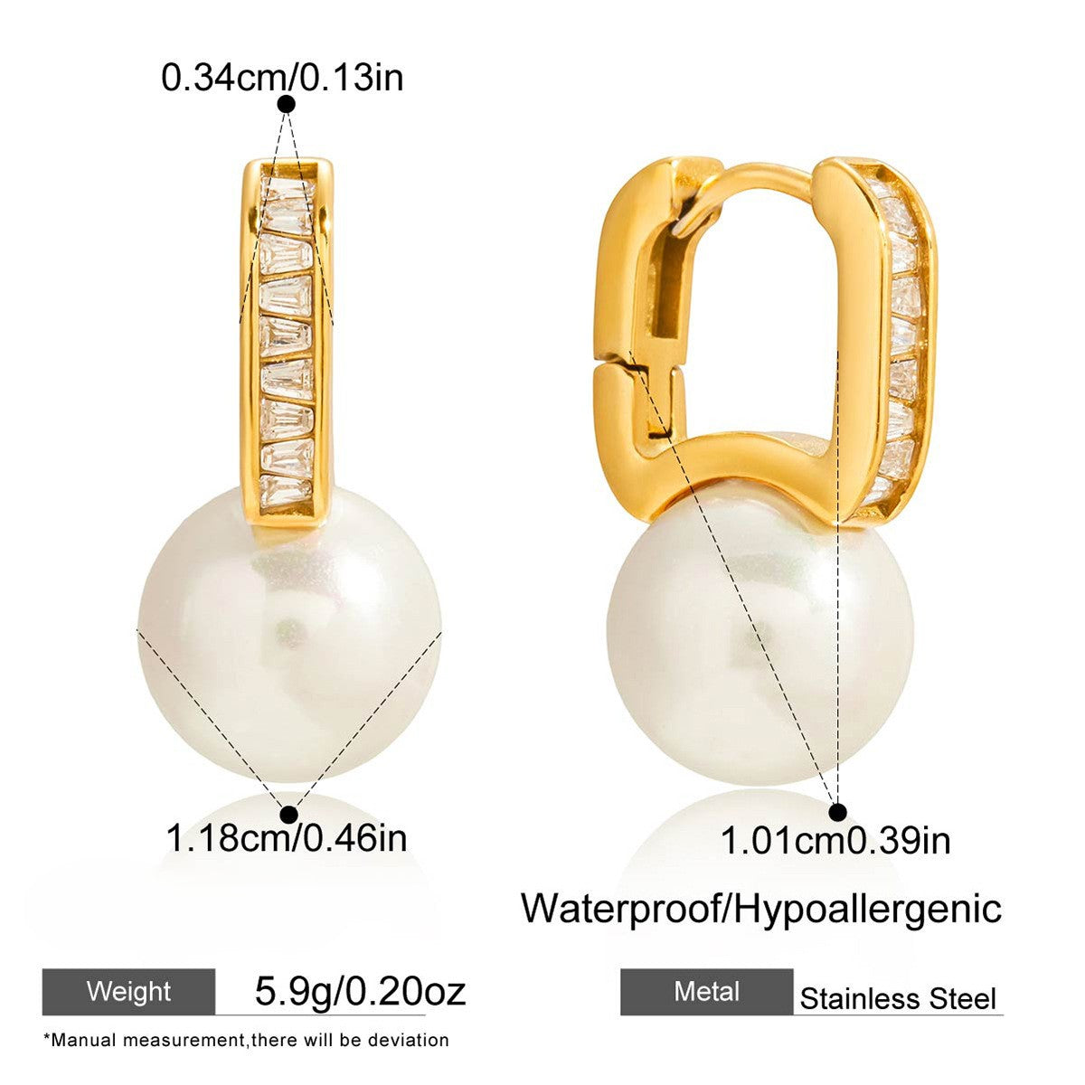 Pearl Drop Hoop Earrings