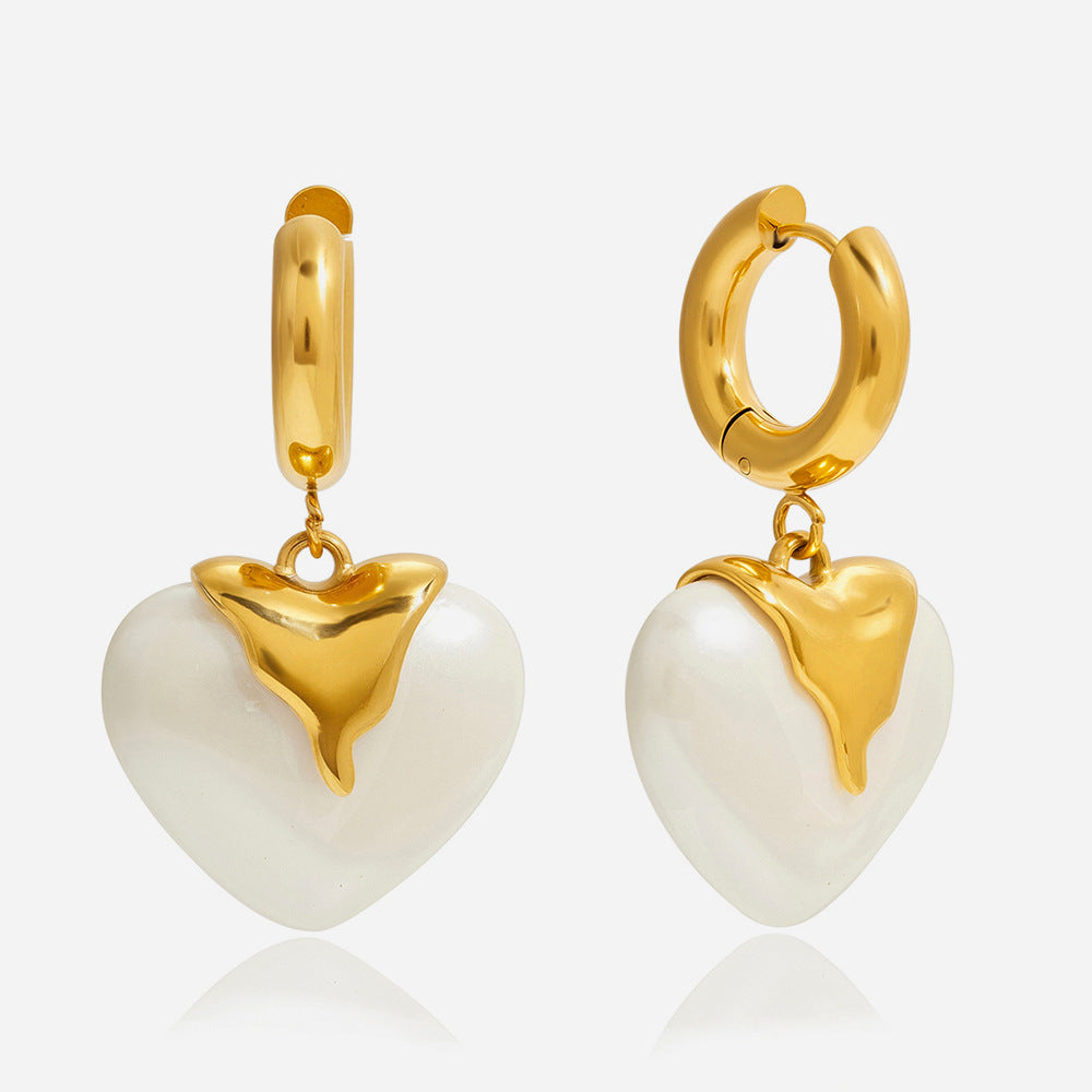 Gold-Plated Heart Drop Earrings