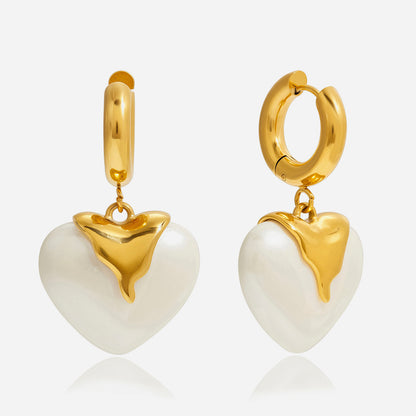 Gold-Plated Heart Drop Earrings