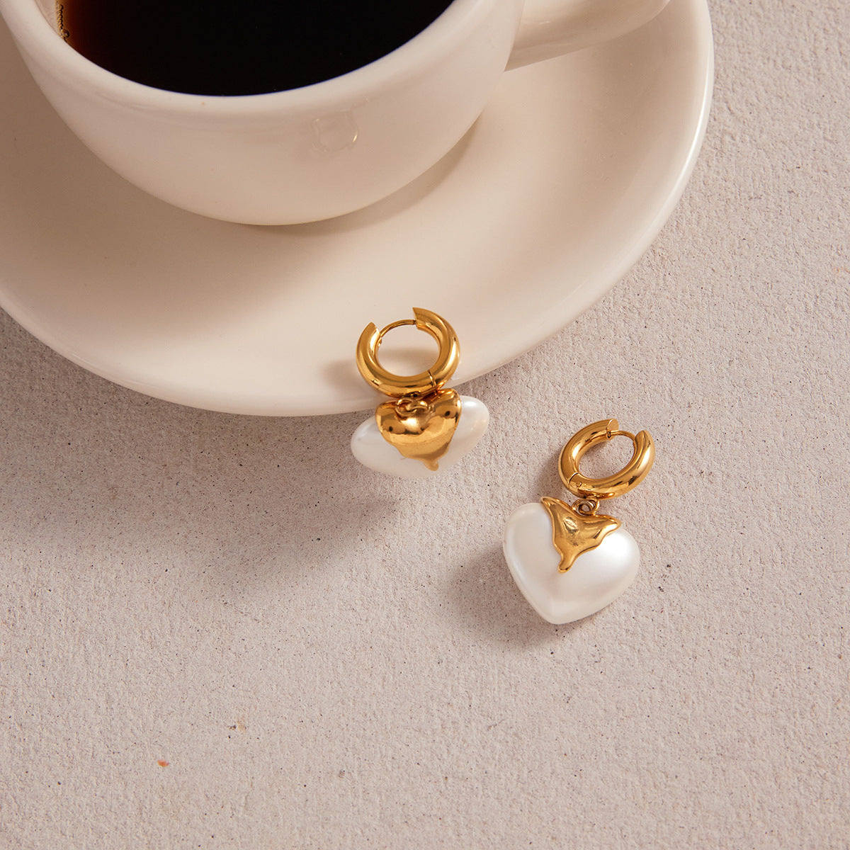 Gold-Plated Heart Drop Earrings