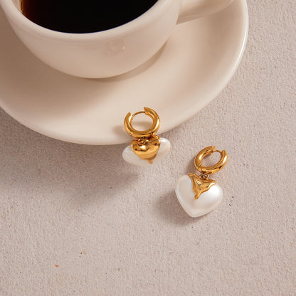 Gold-Plated Heart Drop Earrings