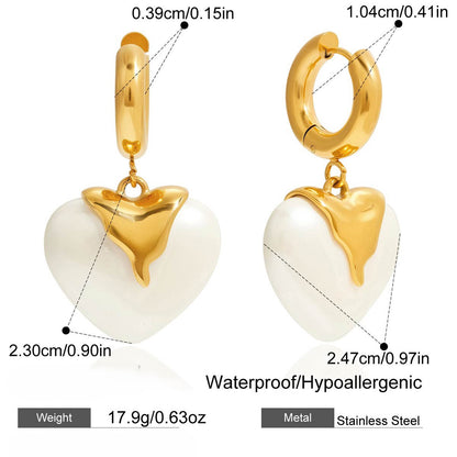Gold-Plated Heart Drop Earrings