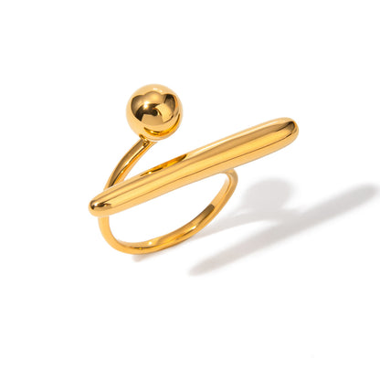 Golden Bar & Ball Ring