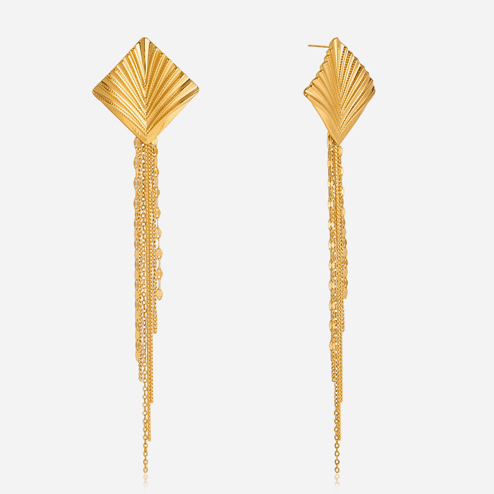 Luxe Geometric Tassel Earrings
