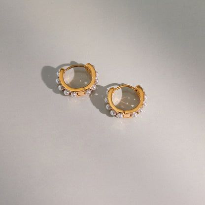 Pearl Crystal Hoop Earrings