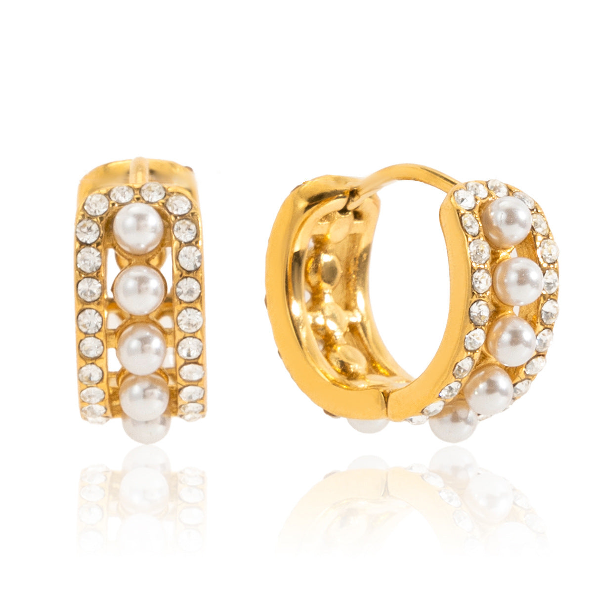 Pearl Crystal Hoop Earrings