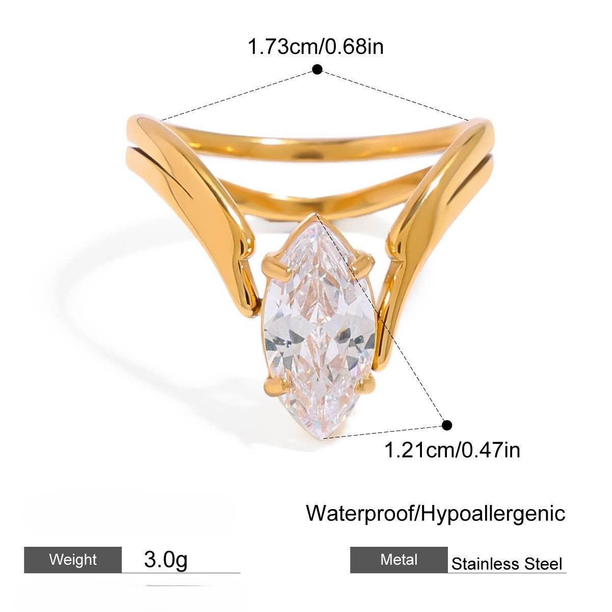 Gold Marquise Cut Ring