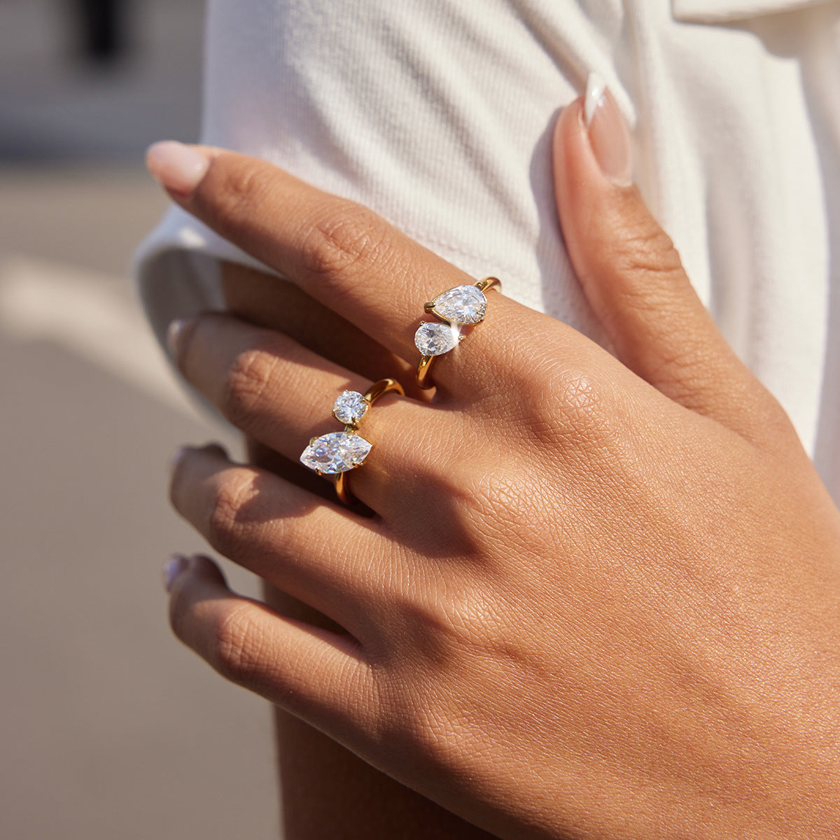 Celeste Twin Teardrop Ring