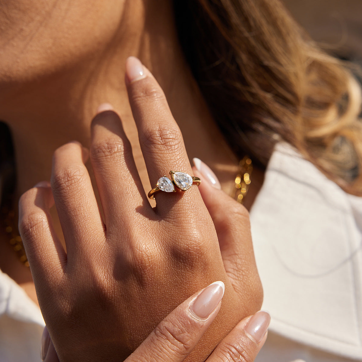 Celeste Twin Teardrop Ring