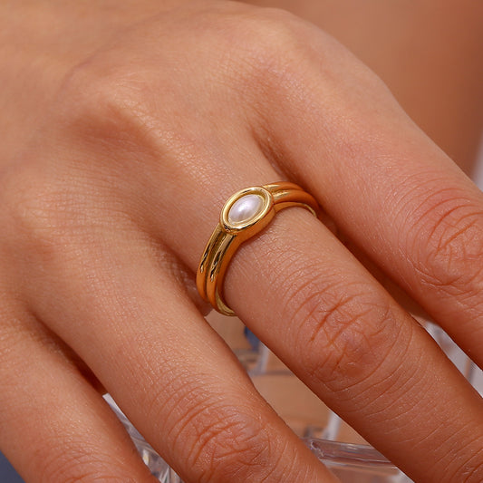 Gold Pearl Ring