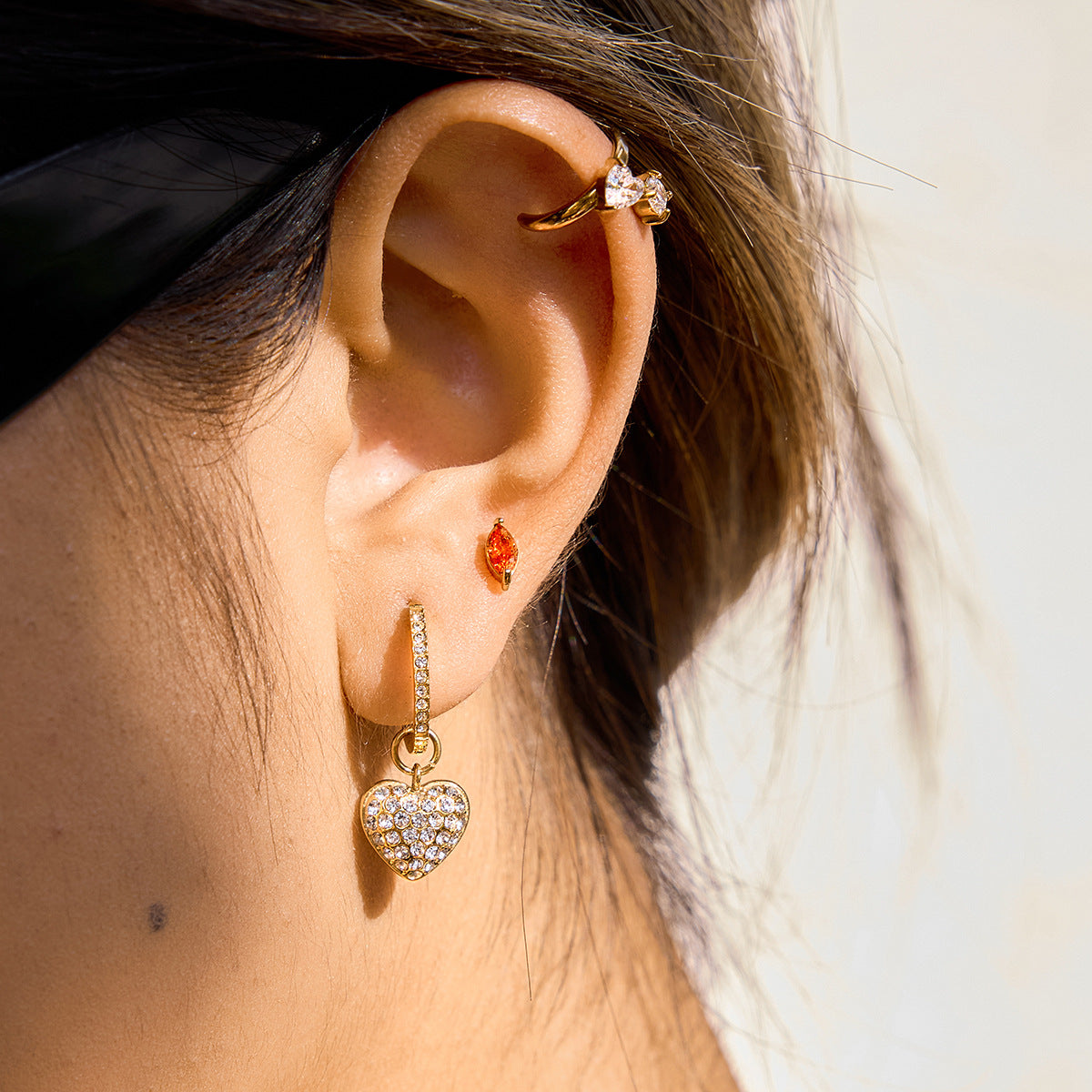 Crystal Heart Hoop Earrings