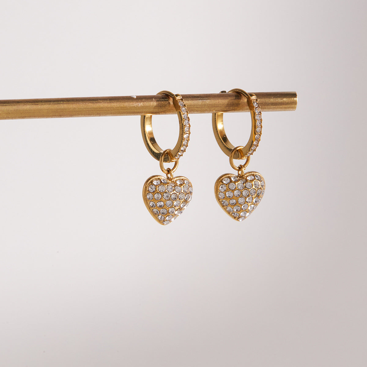 Crystal Heart Hoop Earrings